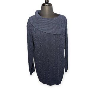 Woods & Gray Navy Blue Cowl Neck Cotton Blend Long Sleeve Sweater Size Small
